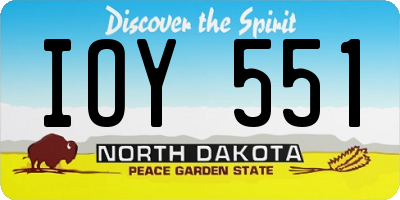 ND license plate IOY551