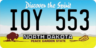ND license plate IOY553