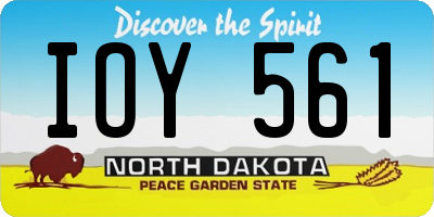 ND license plate IOY561