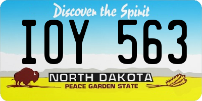 ND license plate IOY563