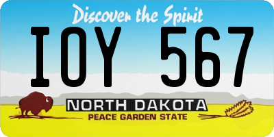 ND license plate IOY567