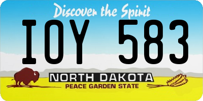 ND license plate IOY583