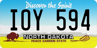 ND license plate IOY594