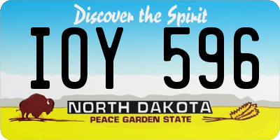 ND license plate IOY596