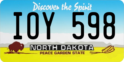 ND license plate IOY598