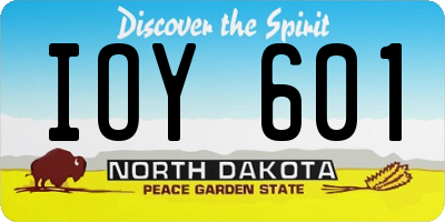 ND license plate IOY601