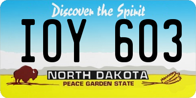 ND license plate IOY603
