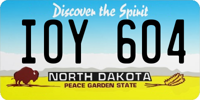 ND license plate IOY604