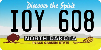 ND license plate IOY608
