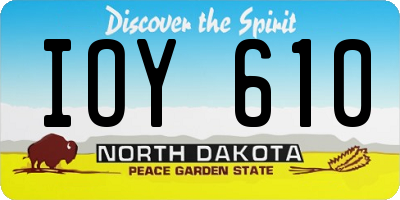 ND license plate IOY610