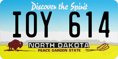 ND license plate IOY614