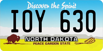 ND license plate IOY630