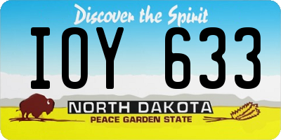 ND license plate IOY633