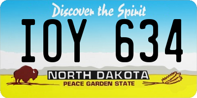 ND license plate IOY634