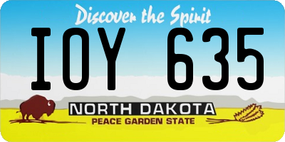 ND license plate IOY635