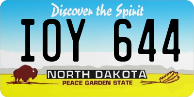 ND license plate IOY644