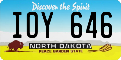 ND license plate IOY646