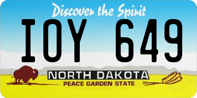 ND license plate IOY649