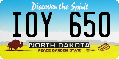 ND license plate IOY650