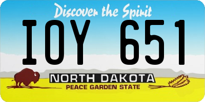 ND license plate IOY651