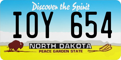 ND license plate IOY654