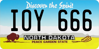 ND license plate IOY666