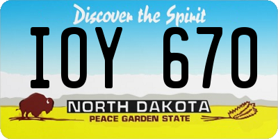 ND license plate IOY670