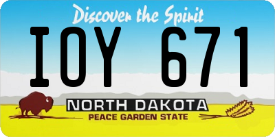 ND license plate IOY671