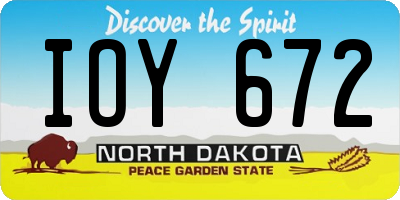 ND license plate IOY672