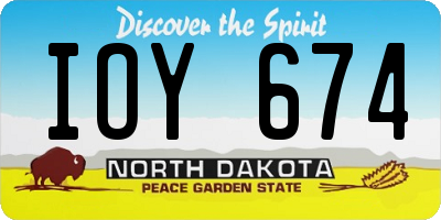 ND license plate IOY674