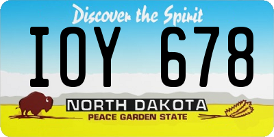 ND license plate IOY678