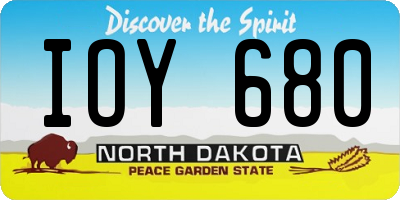 ND license plate IOY680