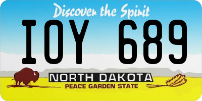 ND license plate IOY689