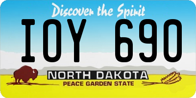 ND license plate IOY690