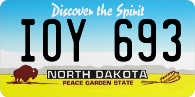 ND license plate IOY693