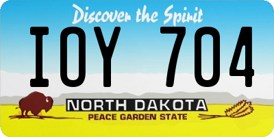 ND license plate IOY704