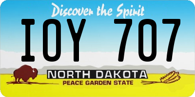 ND license plate IOY707