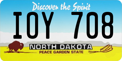 ND license plate IOY708