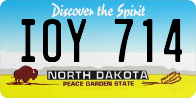 ND license plate IOY714