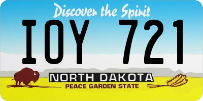 ND license plate IOY721