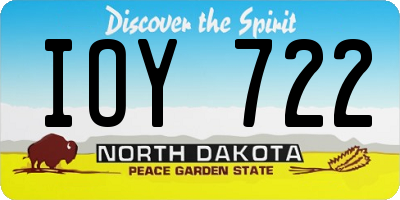 ND license plate IOY722