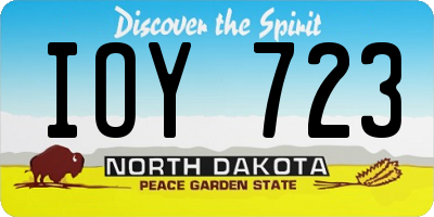 ND license plate IOY723