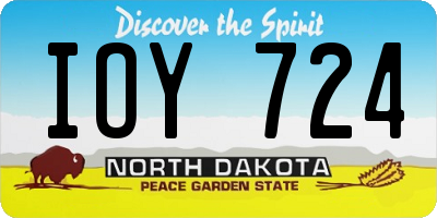 ND license plate IOY724