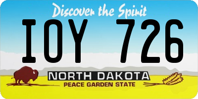 ND license plate IOY726