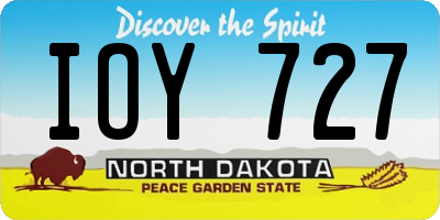ND license plate IOY727