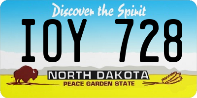 ND license plate IOY728