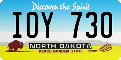 ND license plate IOY730