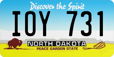 ND license plate IOY731