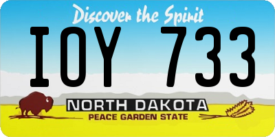 ND license plate IOY733