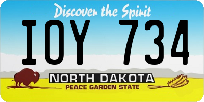 ND license plate IOY734